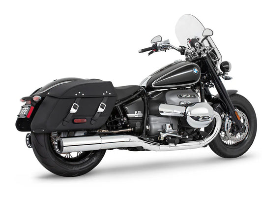 4.5in. Two-Step Slip-On Mufflers - Chrome with Black Straight Tips. Fits BMW R-18 Classic 2021up. - Freedom Performance Exhaust
