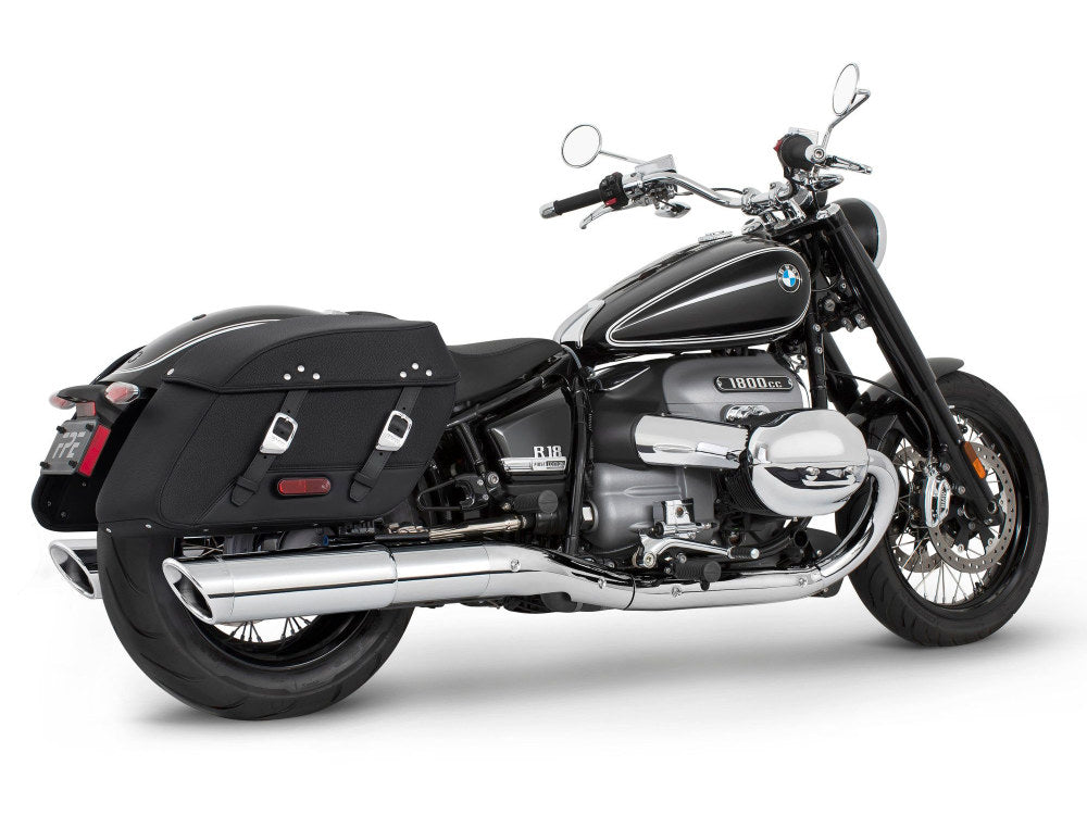 4.5in. Two-Step Slip-On Mufflers - Chrome with Chrome Slash Tips. Fits BMW R-18 Classic 2021up. - Freedom Performance Exhaust