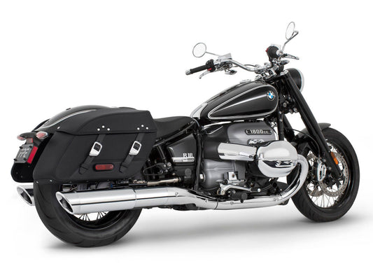 4.5in. Two-Step Slip-On Mufflers - Chrome with Chrome Slash Tips. Fits BMW R-18 Classic 2021up. - Freedom Performance Exhaust