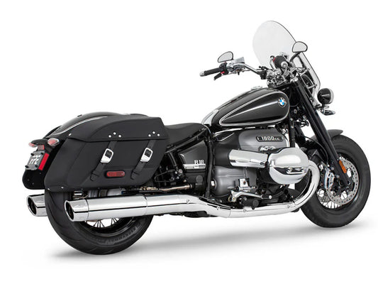 4.5in. Two-Step Slip-On Mufflers - Chrome with Chrome Combat Fluted Tips. Fits BMW R-18 Classic 2021up. - Freedom Performance Exhaust