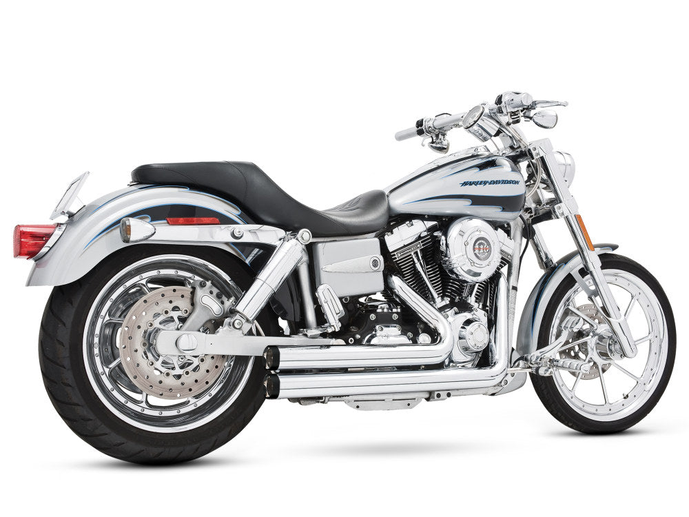 Independence Shorty Exhaust - Chrome with Black End Caps. Fits Dyna 1991-2005. - Freedom Performance Exhaust