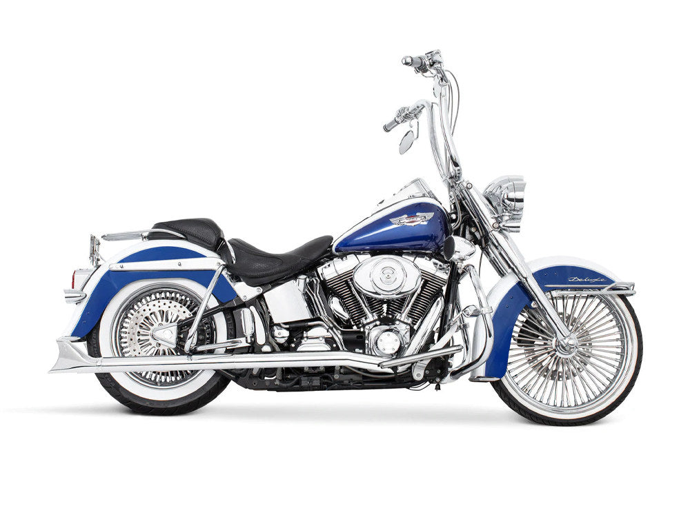 33in. True Dual SharkTail Exhaust - Chrome. Fits Softail 1997-2006. - Freedom Performance Exhaust