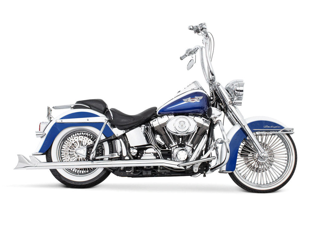 36in. True Dual SharkTail Exhaust - Chrome. Fits Softail 2007-2017. - Freedom Performance Exhaust