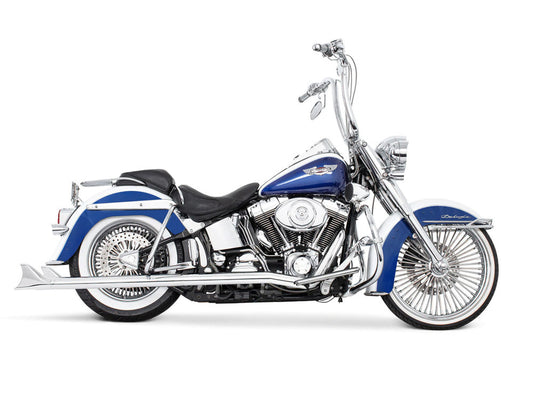 36in. True Dual SharkTail Exhaust - Chrome. Fits Softail 1997-2006. - Freedom Performance Exhaust