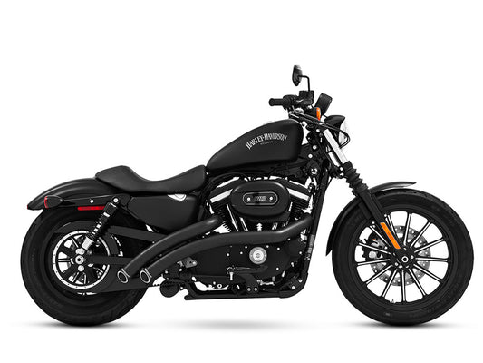 Radical Radius Exhaust - Black with Black End Caps. Fits Sportster 1986-2021. - Freedom Performance Exhaust