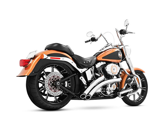 Radical Radius Exhaust - Chrome with Chrome End Caps. Fits Softail 1986-2017. - Freedom Performance Exhaust