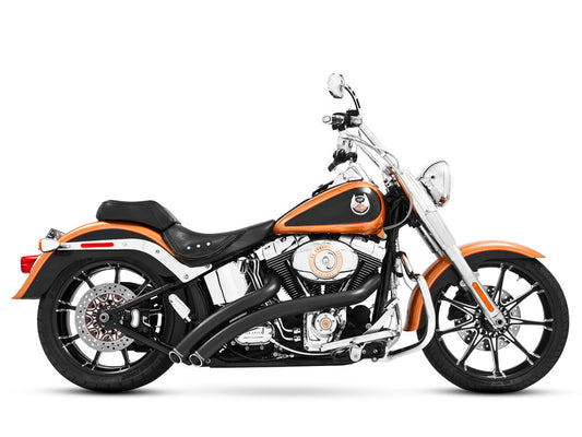 Radical Radius Exhaust - Black with Black End Caps. Fits Softail 1986-2017. - Freedom Performance Exhaust