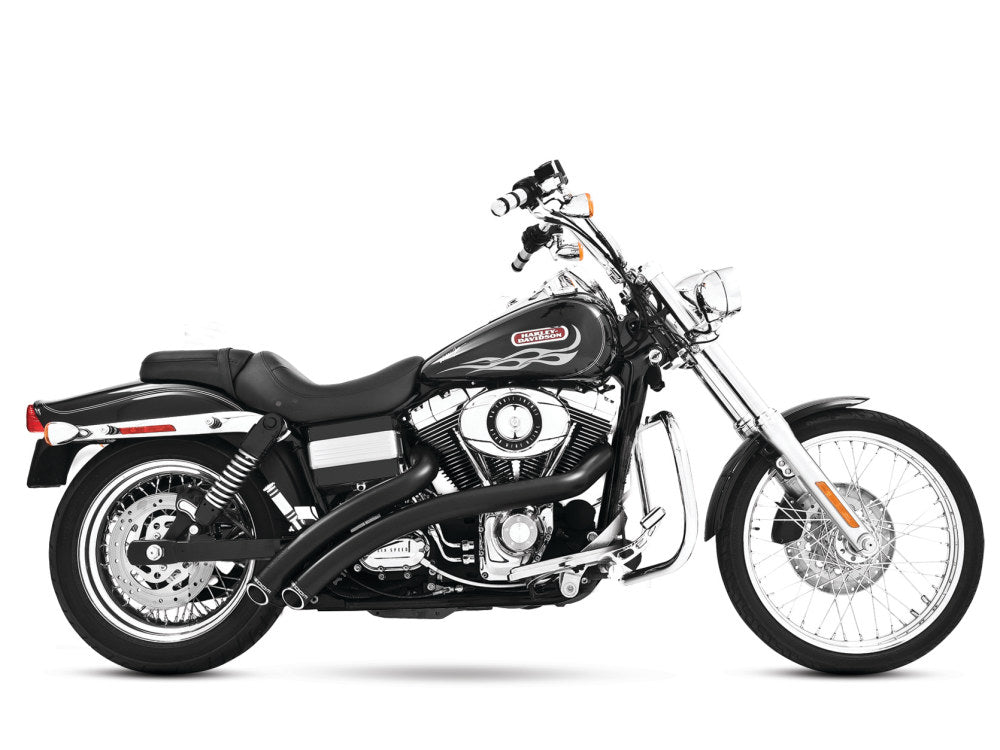 Radical Radius Exhaust - Black with Black End Caps. Fits Dyna 2006-2017 & Dyna Switchback 2012-2016 - Freedom Performance Exhaust