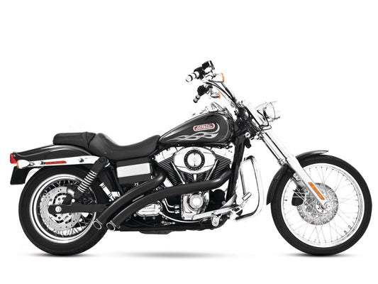 Radical Radius Exhaust - Black with Black End Caps. Fits Dyna 2006-2017 & Dyna Switchback 2012-2016 - Freedom Performance Exhaust