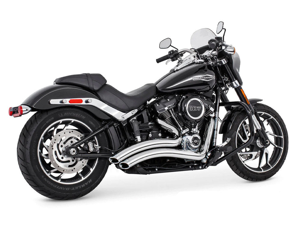 Sharp Curve Radius Exhaust - Chrome with Chrome End Caps. Fits Softail 1986-2017. - Freedom Performance Exhaust