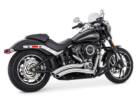 Sharp Curve Radius Exhaust - Chrome with Chrome End Caps. Fits Softail 1986-2017. - Freedom Performance Exhaust