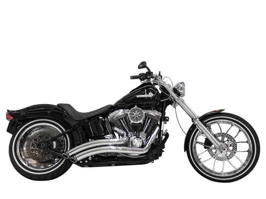 Sharp Curve Radius Exhaust - Chrome with Black End Caps. Fits Softail 1986-2017. - Freedom Performance Exhaust