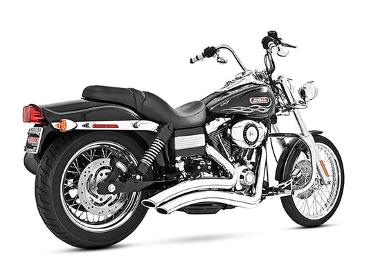 Sharp Curve Radius Exhaust - Chrome with Chrome End Caps. Fits Dyna 2006-2017. - Freedom Performance Exhaust