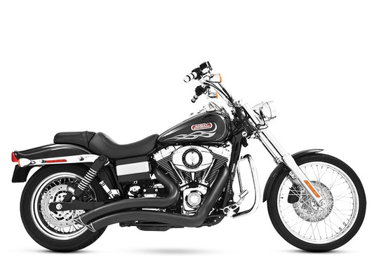Sharp Curve Radius Exhaust - Black with Black End Caps. Fits Dyna 2006-2017. - Freedom Performance Exhaust