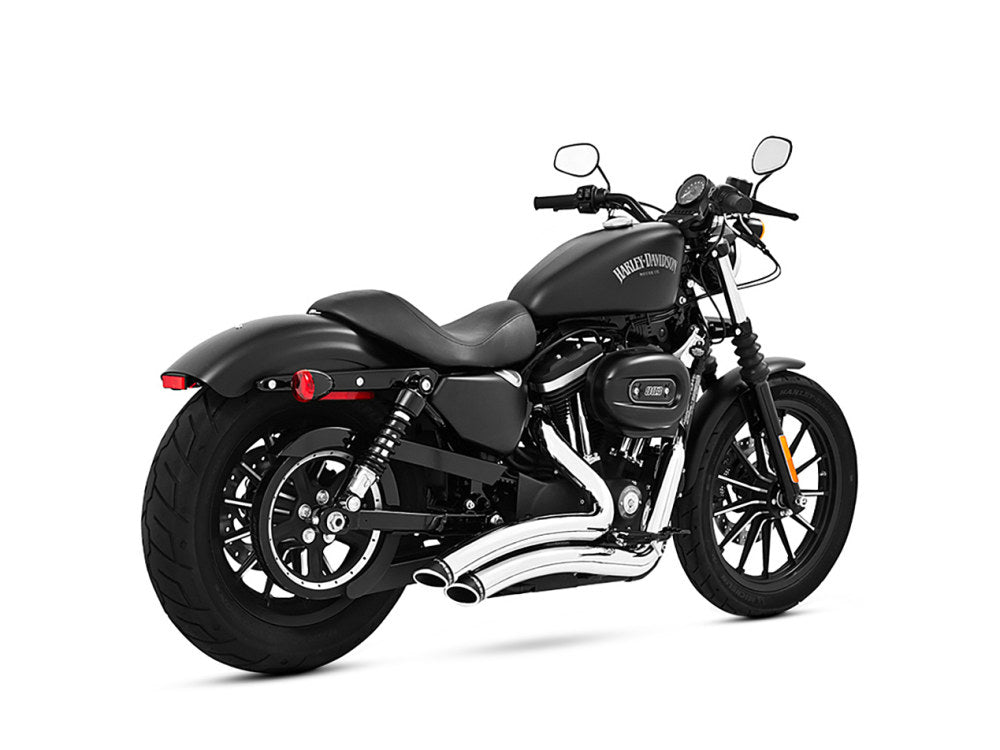 Sharp Curve Radius Exhaust - Chrome with Black End Caps. Fits Sportster 2004-2021 - Freedom Performance Exhaust