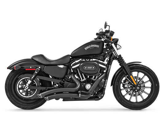 Sharp Curve Radius Exhaust - Black with Black End Caps. Fits Sportster 2004-2021 - Freedom Performance Exhaust