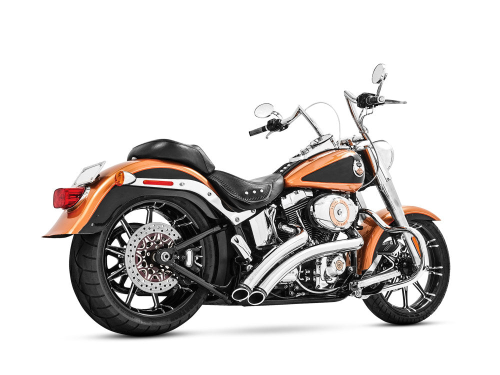 Radical Radius Exhaust - Chrome with Black End Caps. Fits Softail 1986-2017. - Freedom Performance Exhaust