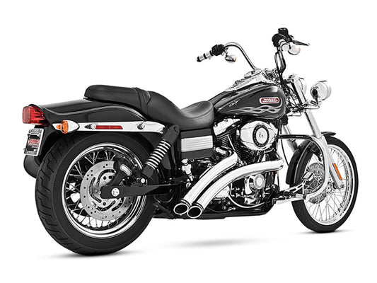 Radical Radius Exhaust - Chrome with Black End Caps. Fits Dyna 2006-2017 & Dyna Switchback 2012-2016 - Freedom Performance Exhaust