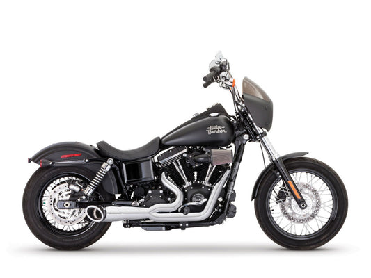 2-into-1 Turnout Exhaust with Chrome Finish & Black End Caps. Fits Dyna 2006-2017. - Freedom Performance Exhaust