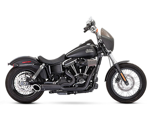 Turnout 2-into-1 Exhaust - Black with Black End Cap. Fits Dyna 2006-2017. - Freedom Performance Exhaust