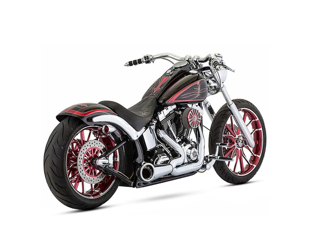 Turnout 2-into-1 Exhaust - Chrome with Black End Cap. Fits Softail Breakout 2013-2017 & Rocker 2008-2011. - Freedom Performance Exhaust