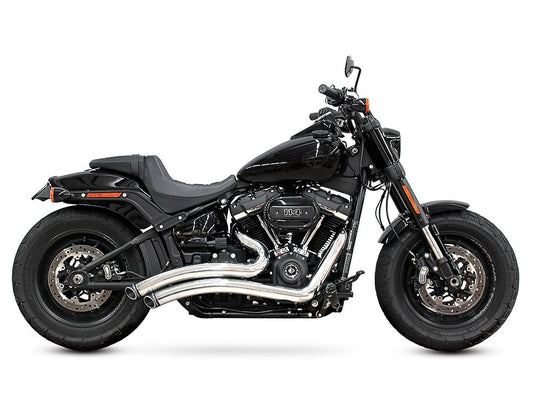 Sharp Curve Radius Exhaust - Chrome with Black End Caps. Fits Softail 2018up. - Freedom Performance Exhaust