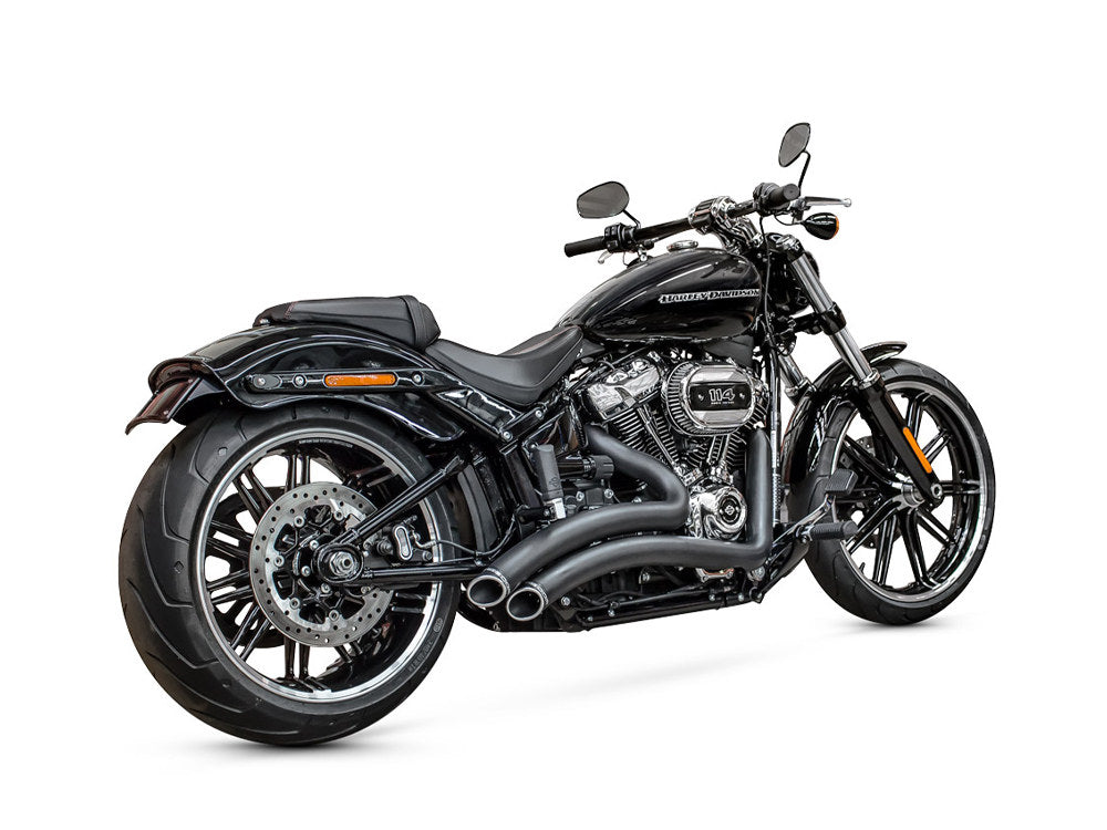 Sharp Curve Radius Exhaust - Black with Black End Caps. Fits Softail 2018up. - Freedom Performance Exhaust
