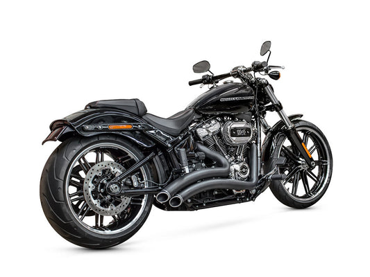 Sharp Curve Radius Exhaust - Black with Black End Caps. Fits Softail 2018up. - Freedom Performance Exhaust