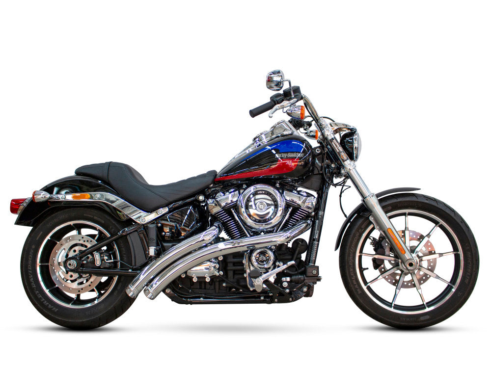 Radical Radius Exhaust - Chrome with Chrome End Caps. Fits Softail 2018up. - Freedom Performance Exhaust