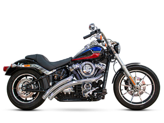 Radical Radius Exhaust - Chrome with Chrome End Caps. Fits Softail 2018up. - Freedom Performance Exhaust