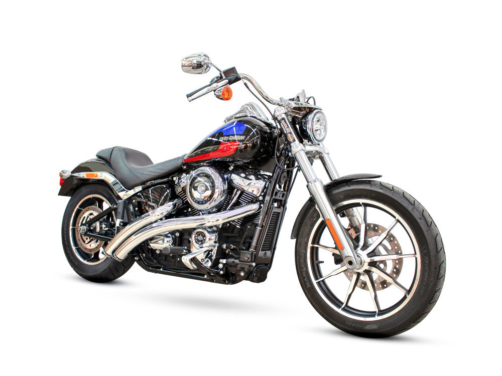Radical Radius Exhaust - Chrome with Black End Caps. Fits Softail 2018up. - Freedom Performance Exhaust