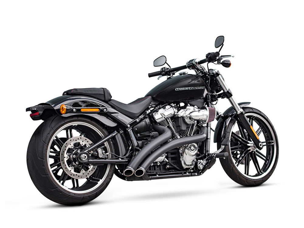 Radical Radius Exhaust - Black with Black End Caps. Fits Softail 2018up. - Freedom Performance Exhaust