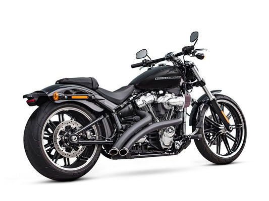 Radical Radius Exhaust - Black with Black End Caps. Fits Softail 2018up. - Freedom Performance Exhaust