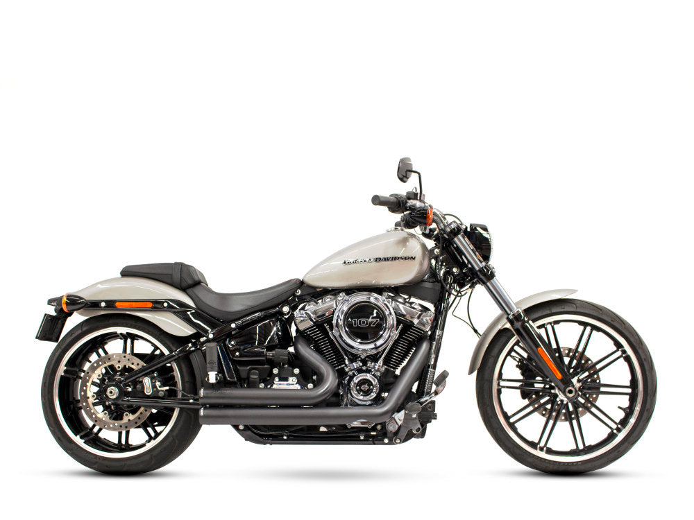 Independence Shorty Exhaust - Black with Black End Caps. Fits Softail 2018up. - Freedom Performance Exhaust