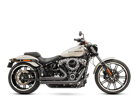 Independence Shorty Exhaust - Black with Black End Caps. Fits Softail 2018up. - Freedom Performance Exhaust