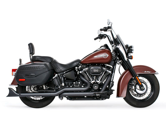 33in. True Dual SharkTail Exhaust - Black. Fits Softail 2018up. - Freedom Performance Exhaust
