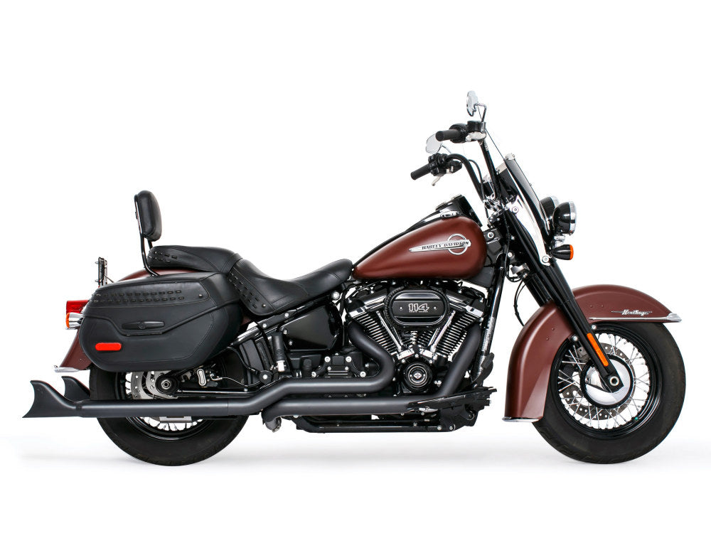 36in. True Dual SharkTail Exhaust - Black. Fits Softail 2018up. - Freedom Performance Exhaust