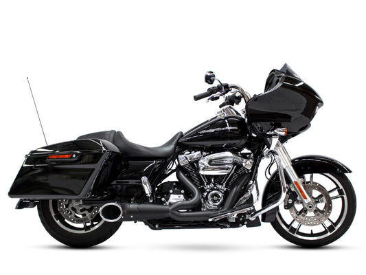 Turnout 2-into-1 Exhaust - Black with Black End Cap. Fits Touring 2017up. - Freedom Performance Exhaust