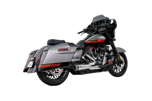 American Outlaw Shorty 2-into-1 Exhaust - Chrome with Black End Cap. Fits Touring 2017up. - Freedom Performance Exhaust