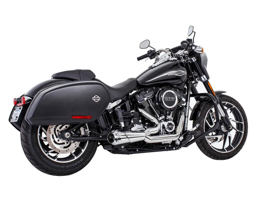 American Outlaw Shorty 2-into-1 Exhaust - Chrome with Chrome End Cap. Fits Softail 1986-2017. - Freedom Performance Exhaust