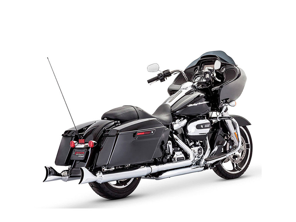 4in. Sharktail Slip-On Mufflers - Chrome. Fits Touring 2017up. - Freedom Performance Exhaust