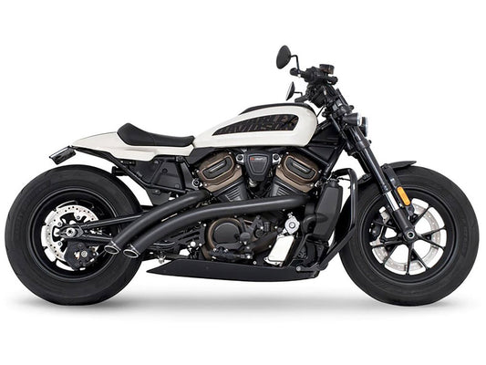 Radical Radius Exhaust - Black with Black End Caps. Fits Sportster S 2021-2023 - Freedom Performance Exhaust
