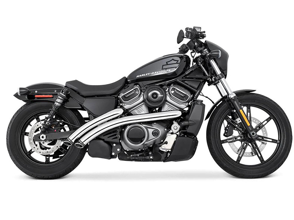 Radical Radius Exhaust - Chrome with Black End Caps. Fits Nightster 975 2022up. - Freedom Performance Exhaust