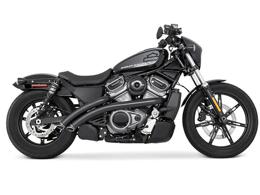 Radical Radius Exhaust - Black with Black End Caps. Fits Nightster 975 2022up. - Freedom Performance Exhaust