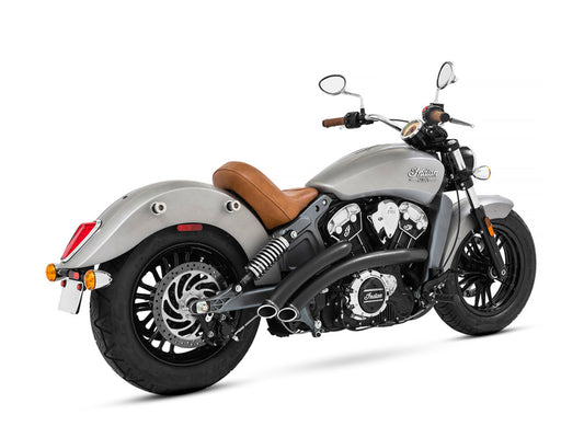 Radical Radius Exhaust - Black with Black End Caps. Fits Indian Scout 2015-2024 - Freedom Performance Exhaust