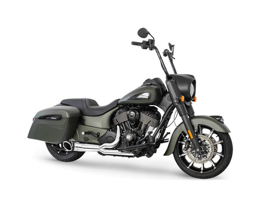 Turnout 2-into-1 Exhaust - Chrome with Black End Cap. Fits Indian Big Twin 2014up with Hard Saddle Bags. - Freedom Performance Exhaust