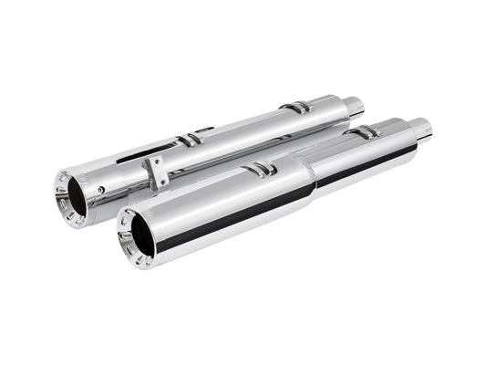 4.5in. Slip-On Mufflers - Chrome with Chrome Straight End Caps. Fits Indian Big Twin 2014up with Hard Saddle Bags. - Freedom Performance Exhaust
