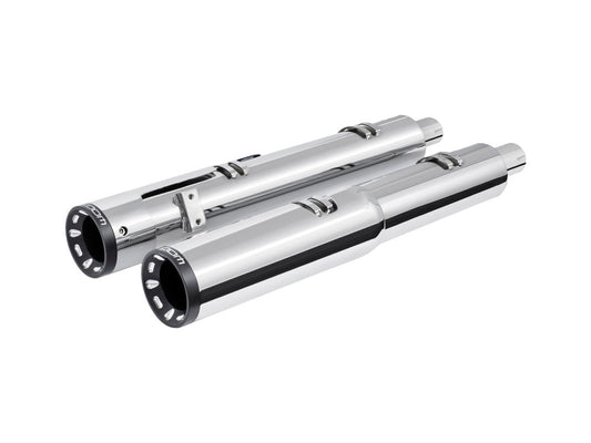 4.5in. Slip-On Mufflers - Chrome with Sculpted Straight End Caps. Fits Indian Big Twin 2014up with Hard Saddle Bags. - Freedom Performance Exhaust