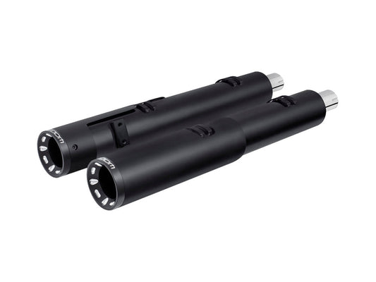 4.5in. Slip-On Mufflers - Black with Sculpted Straight End Caps. Fits Indian Big Twin 2014up with Hard Saddle Bags. - Freedom Performance Exhaust