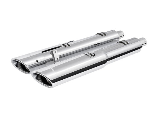 4.5in. Slip-On Mufflers - Chrome with Chrome Slash End Caps. Fits Indian Big Twin 2014up with Hard Saddle Bags. - Freedom Performance Exhaust